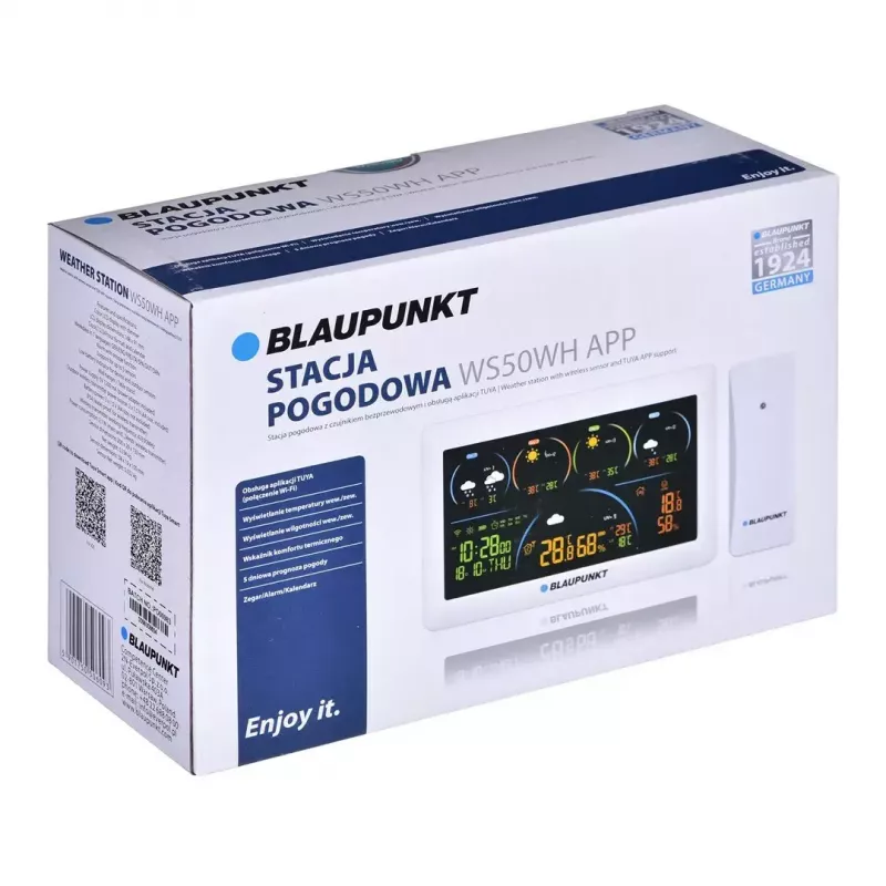Estación meteorológica BLAUPUNKT WS50WH con app, monitorización inalámbrica de temperatura interior/exterior
