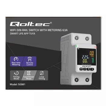 Medidor de consumo eléctrico monofásico QOLTEC 50981 DIN35 230V 50Hz