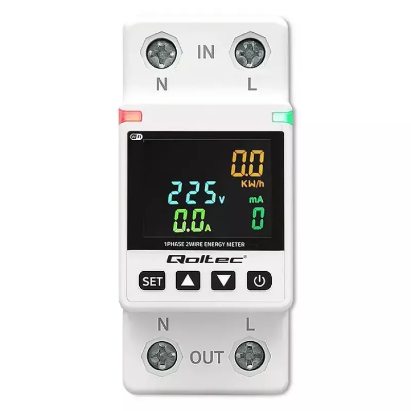 Medidor de consumo eléctrico monofásico QOLTEC 50981 DIN35 230V 50Hz