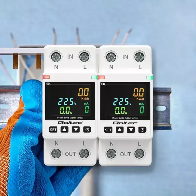 Medidor de consumo eléctrico monofásico QOLTEC 50981 DIN35 230V 50Hz