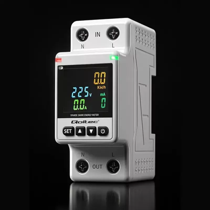 Medidor de consumo eléctrico monofásico QOLTEC 50981 DIN35 230V 50Hz