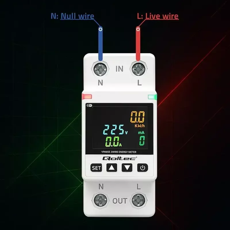 Medidor de consumo eléctrico monofásico QOLTEC 50981 DIN35 230V 50Hz