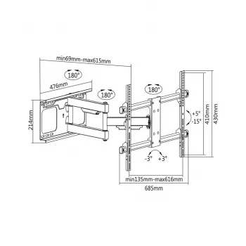 Soporte de pared para TV Cabletech LEC-UCH0205 para pantallas de 37–70
