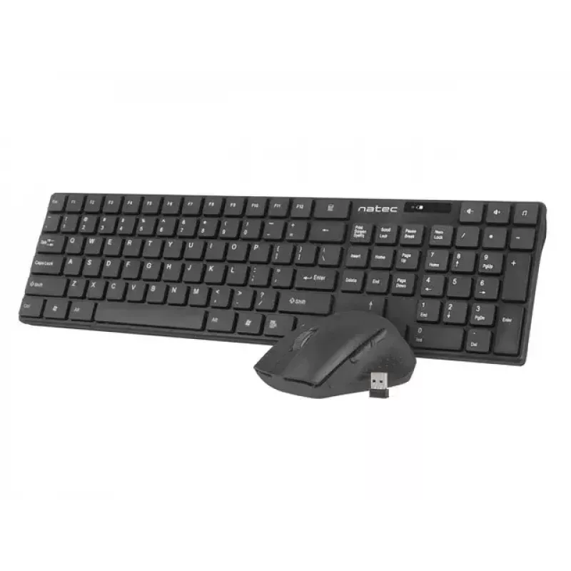 Conjunto inalámbrico de teclado y ratón NATEC Stingray NZB-1440 — RF Wireless, tamaño completo 108 teclas QWERTY, inglés US, negro