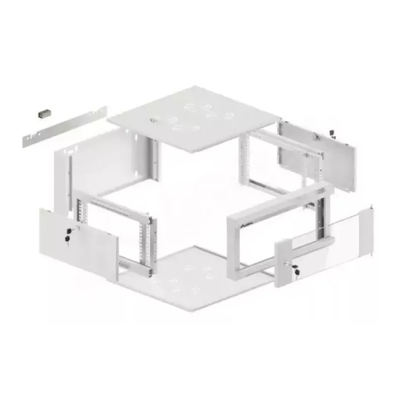 Armario de red de pared 19 pulgadas 4U LANBERG WAFA-5604-10S, 600 mm de profundidad, gris, puerta de cristal (plegado)