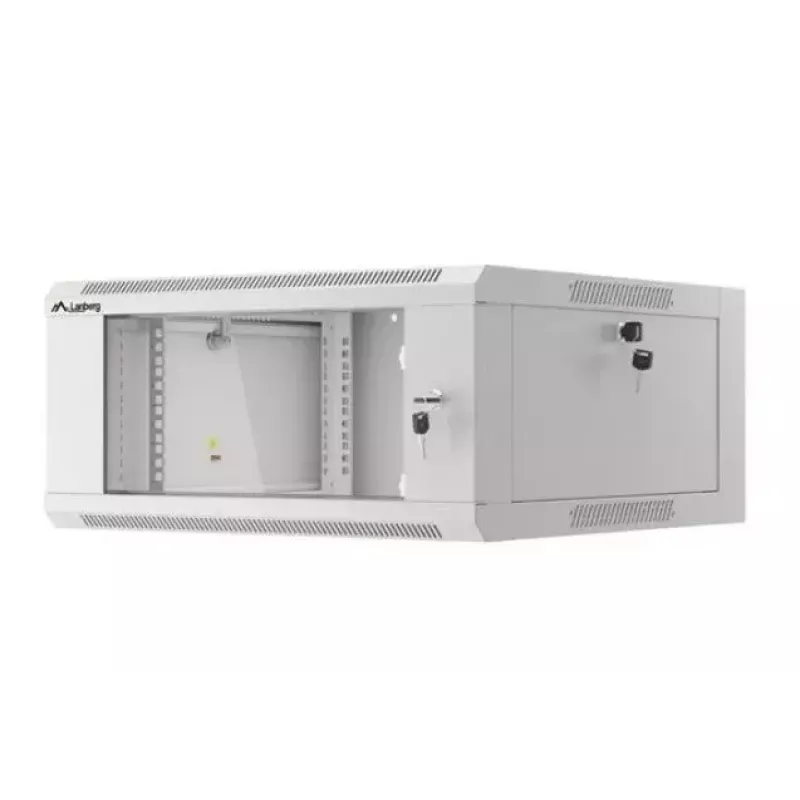Armario de red de pared 19 pulgadas 4U LANBERG WAFA-5604-10S, 600 mm de profundidad, gris, puerta de cristal (plegado)