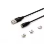 Cable USB 2.0 SAVIO CL-155, USB A a USB-C / Micro-USB B / Lightning intercambiable, 2 m, negro