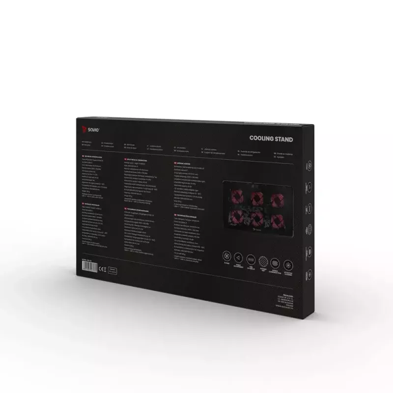 Base refrigeradora para portátil SAVIO COS-01 con 6 ventiladores iluminados 2000 rpm, USB 2.0, para pantallas de hasta 17,3 inch