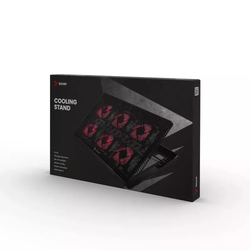 Base refrigeradora para portátil SAVIO COS-01 con 6 ventiladores iluminados 2000 rpm, USB 2.0, para pantallas de hasta 17,3 inch
