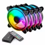 SAVIO FAN-01 Pack de 4 ventiladores ARGB de 120mm con controlador y mando a distancia, negro