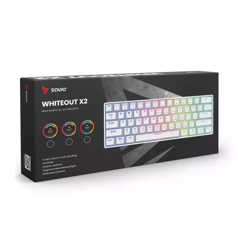 Teclado gaming Savio WHITEOUT X2 RED USB QWERTY mecánico 61 teclas