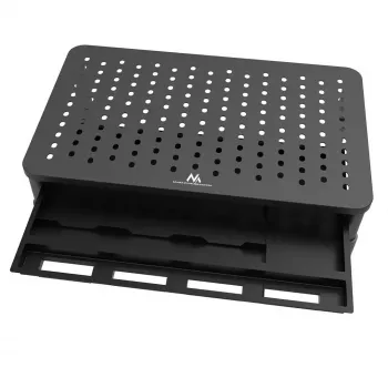 Soporte para portátil MACLEAN MC-946 para dispositivos de 13–32 pulgadas, altura de 3 niveles (11/13/15 cm), cajón, negro, hasta 20 kg