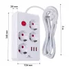 Regleta de enchufes MACLEAN MCE393 W — 4 enchufes + 3×USB, 110–240V, 2,1A USB, 2500W, 3 m, blanco