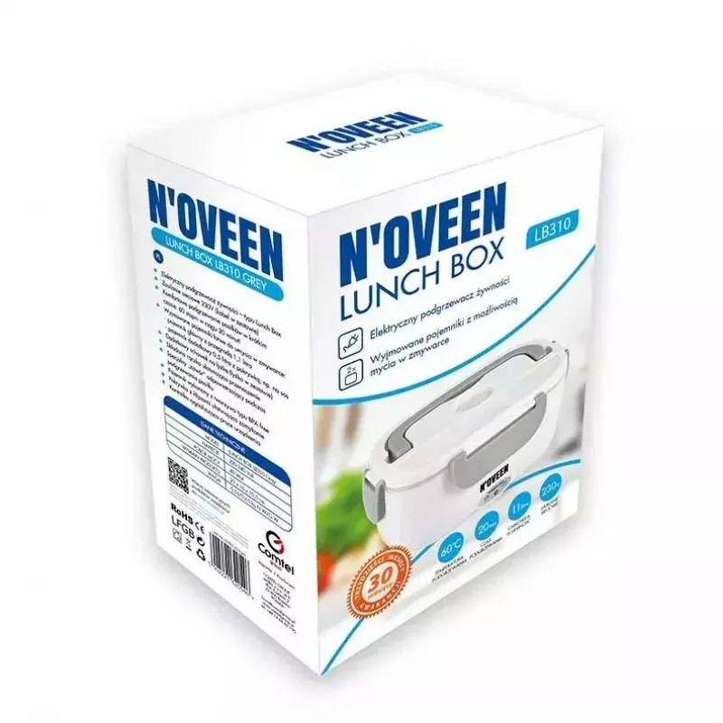 Fiambrera eléctrica NOVEEN LB310 gris – recipiente portátil con calefacción para alimentos, alimentación por USB, un compartimento