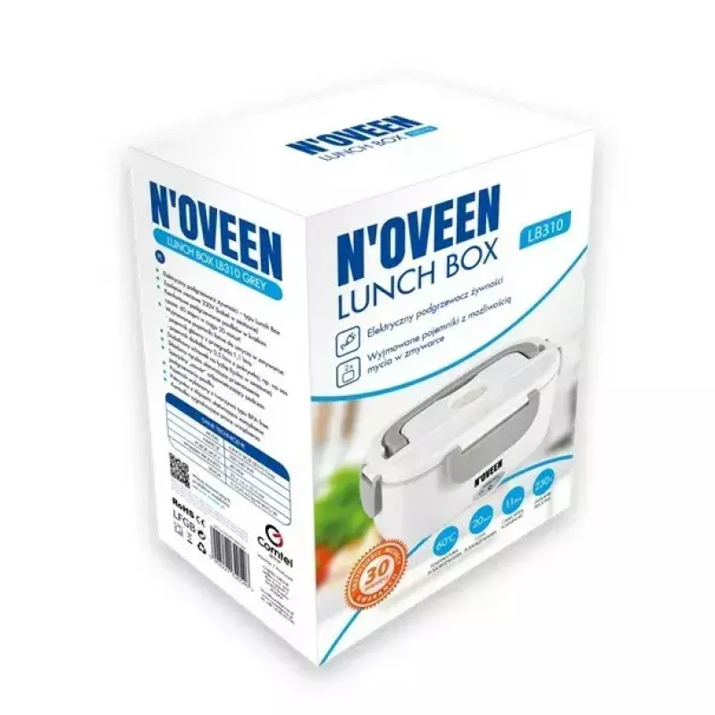 Fiambrera eléctrica NOVEEN LB310 gris – recipiente portátil con calefacción para alimentos, alimentación por USB, un compartimento