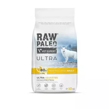 Comida seca para perros VETEXPERT RAW PALEO Ultra Medium & Large Adult Turkey — 2 kg, sin cereales, proteína 24,5 %, grasa 14 %
