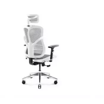 Silla de oficina ergonómica Diablo Chairs V-Basic blanca-gris – altura e inclinación ajustables, reposabrazos, soporte lumbar