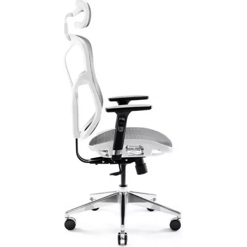 Silla de oficina ergonómica Diablo Chairs V-Basic blanca-gris – altura e inclinación ajustables, reposabrazos, soporte lumbar