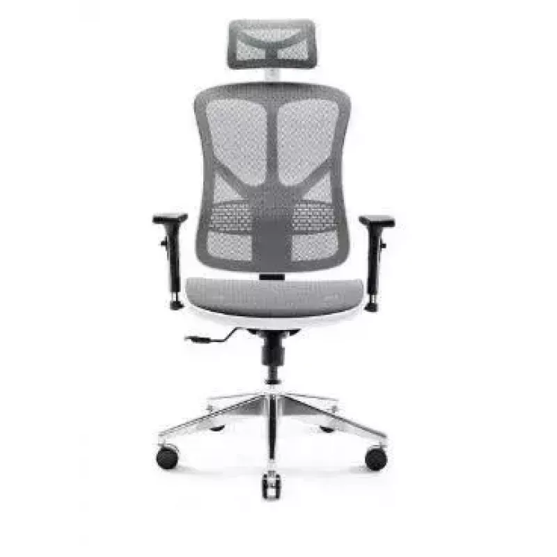 Silla de oficina ergonómica Diablo Chairs V-Basic blanca-gris – altura e inclinación ajustables, reposabrazos, soporte lumbar