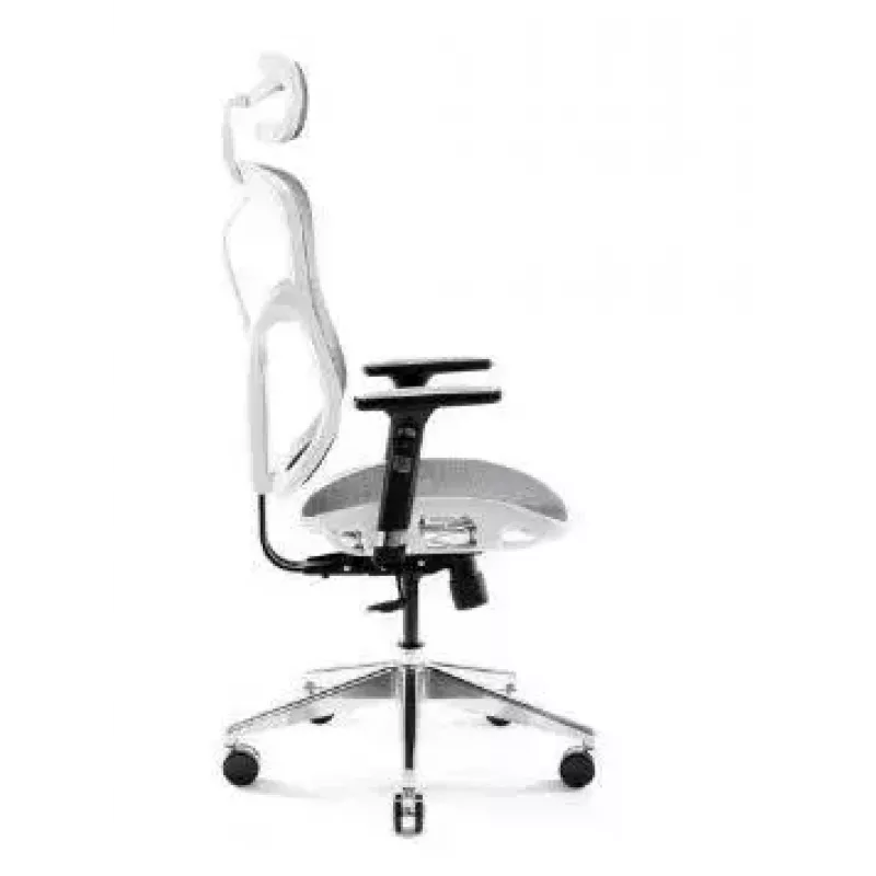Silla de oficina ergonómica Diablo Chairs V-Basic blanca-gris – altura e inclinación ajustables, reposabrazos, soporte lumbar