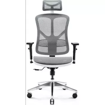 Silla de oficina ergonómica Diablo Chairs V-Basic blanca-gris – altura e inclinación ajustables, reposabrazos, soporte lumbar