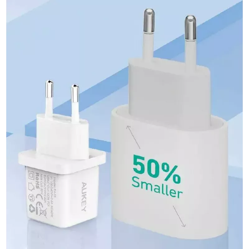 Minicargador USB-C Aukey PA-F5 20W PD — cargador rápido compacto 20W PD