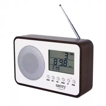 Radio portátil Camry CR 1153 — radio FM de bolsillo con pantalla LCD, altavoz único, búsqueda digital automática de emisoras, funcionamiento con corriente continua