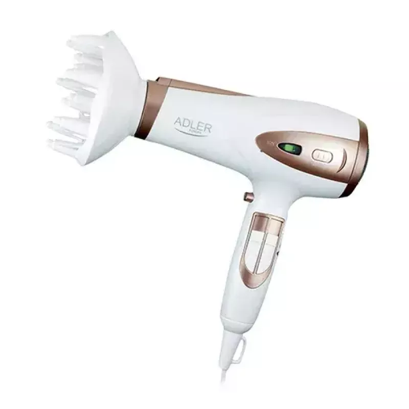 Secador de pelo Adler AD 2248 2400 W 3 ajustes de temperatura función iónica difusor boquilla blanco