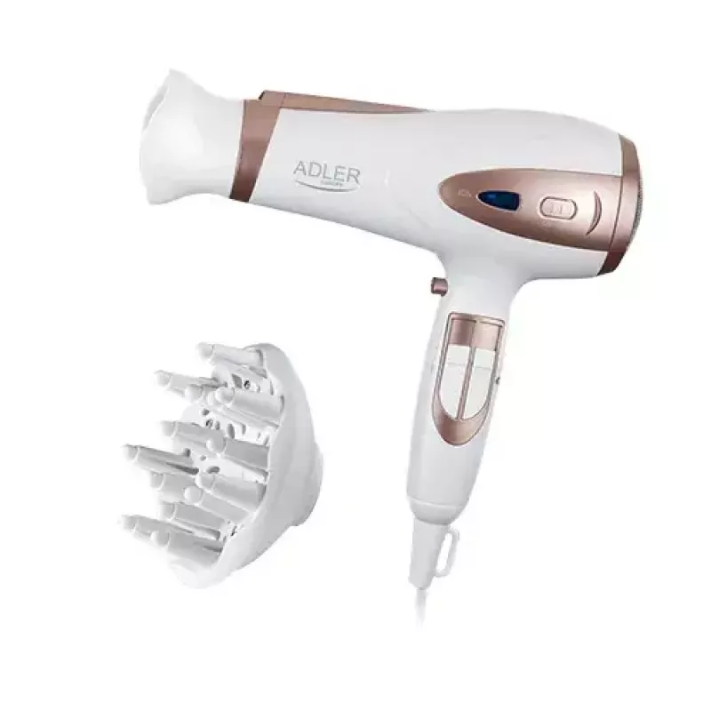 Secador de pelo Adler AD 2248 2400 W 3 ajustes de temperatura función iónica difusor boquilla blanco