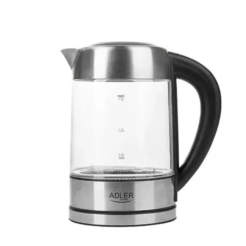 Hervidor Adler AD 1247 1,7 l 2200 W cuerpo de cristal elementos de acero inoxidable negro