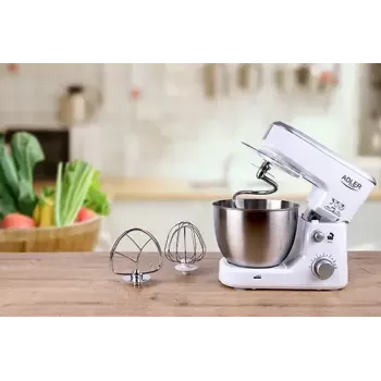 Robot de cocina Adler AD 4216, 500 W, bol de acero inoxidable de 4 l, blanco