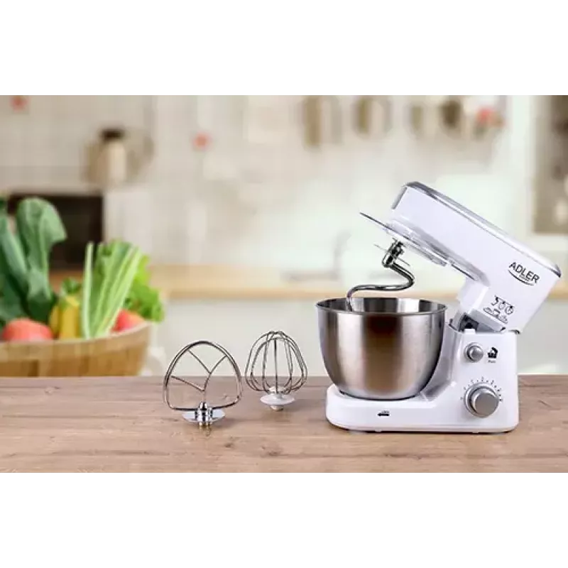 Robot de cocina Adler AD 4216, 500 W, bol de acero inoxidable de 4 l, blanco