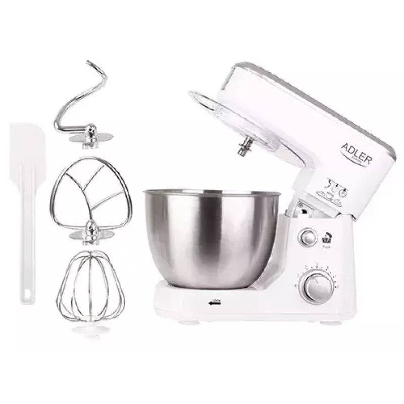 Robot de cocina Adler AD 4216, 500 W, bol de acero inoxidable de 4 l, blanco