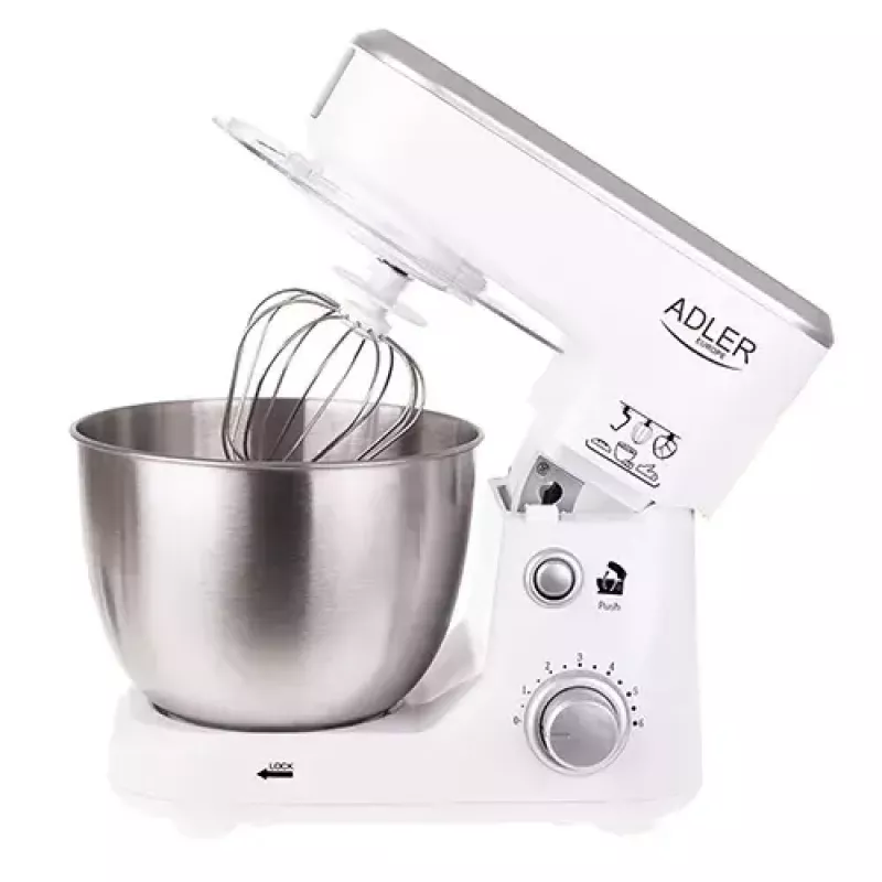 Robot de cocina Adler AD 4216, 500 W, bol de acero inoxidable de 4 l, blanco