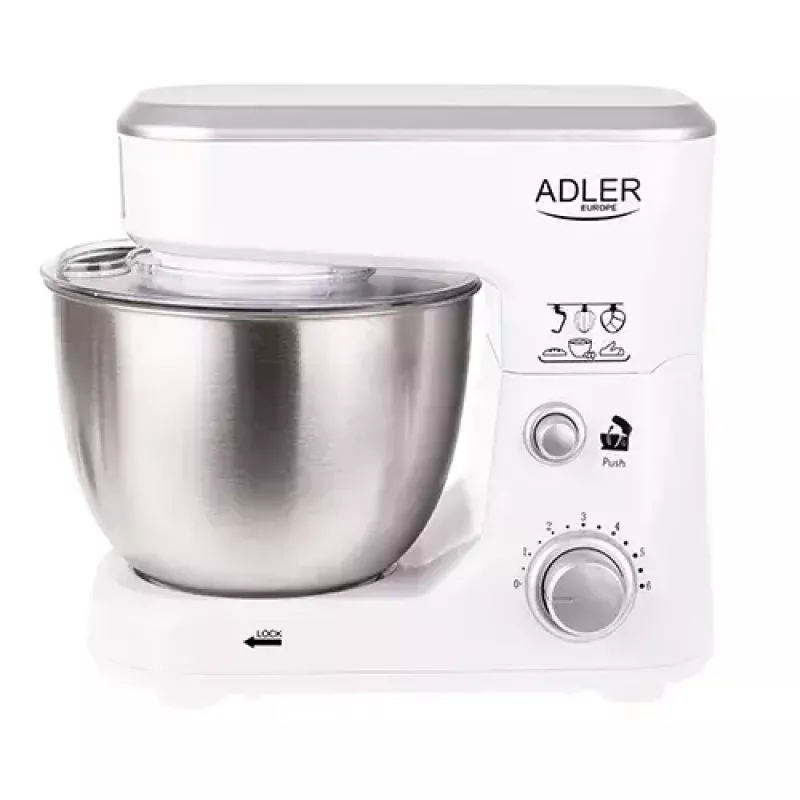 Robot de cocina Adler AD 4216, 500 W, bol de acero inoxidable de 4 l, blanco