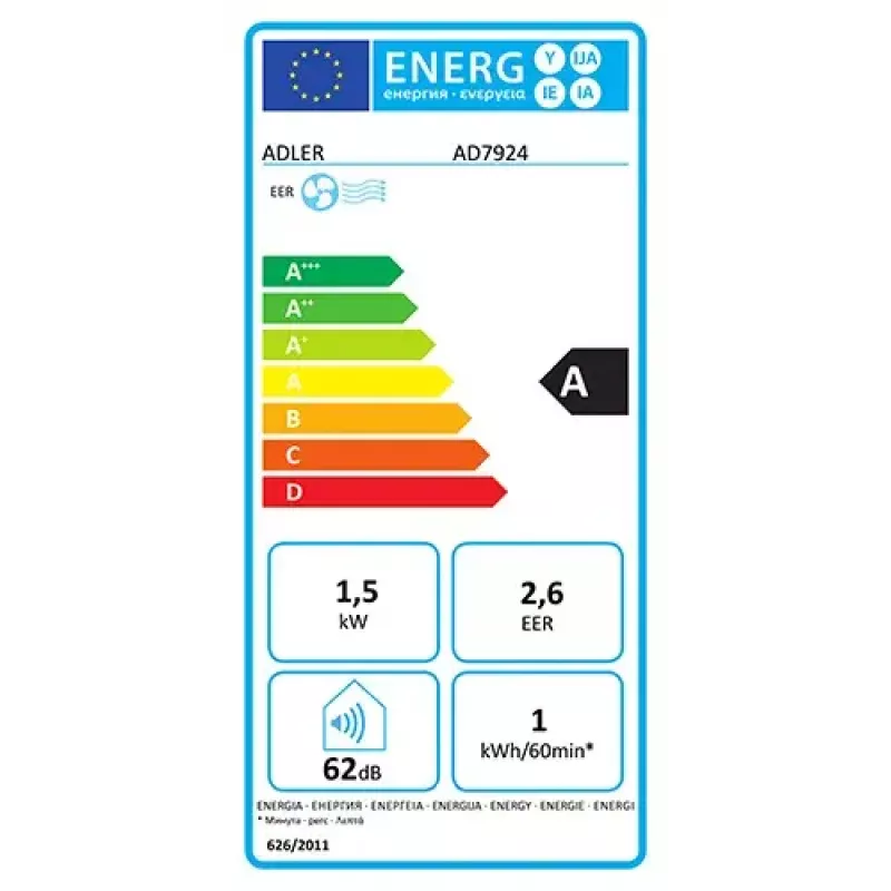 Adler AD 7924 aire acondicionado portátil 63 dB blanco