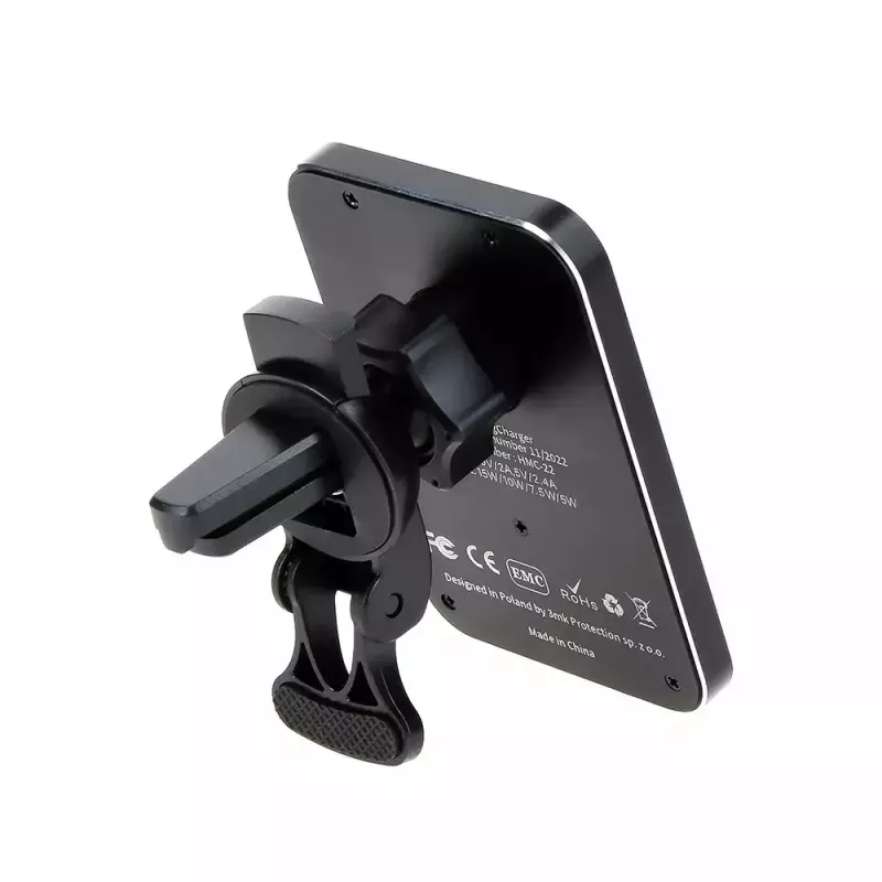 Cargador inalámbrico para coche 3MK HARDY MagCharger — coche USB-C 5/9V, carga inalámbrica rápida, negro