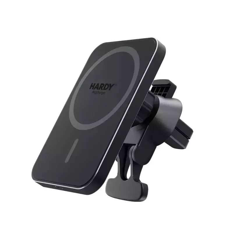Cargador inalámbrico para coche 3MK HARDY MagCharger — coche USB-C 5/9V, carga inalámbrica rápida, negro