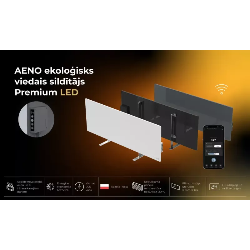 Calefactor eléctrico infrarrojo AENO Premium Eco Smart Heater AGH0005S, gris