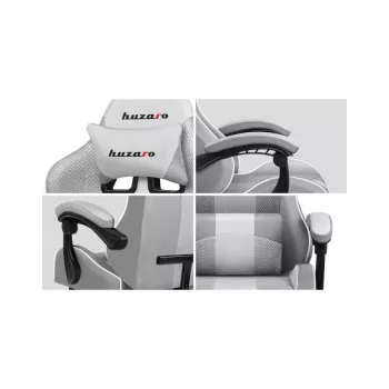 Silla gamer Huzaro FORCE 4.7 asiento envolvente gris – tejido, asiento y respaldo acolchados, reposapiés, peso máx. 140 kg, altura 113–123 cm