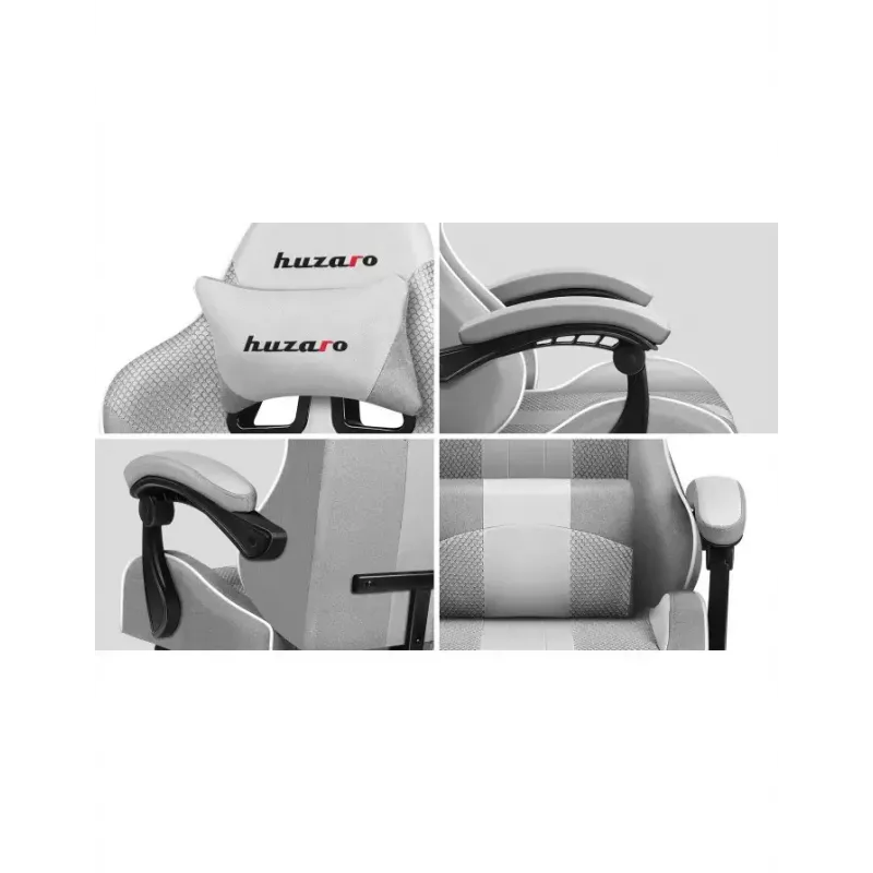 Silla gamer Huzaro FORCE 4.7 asiento envolvente gris – tejido, asiento y respaldo acolchados, reposapiés, peso máx. 140 kg, altura 113–123 cm