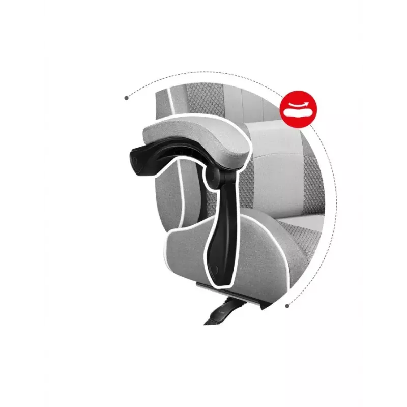 Silla gamer Huzaro FORCE 4.7 asiento envolvente gris – tejido, asiento y respaldo acolchados, reposapiés, peso máx. 140 kg, altura 113–123 cm