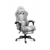 Silla gamer Huzaro FORCE 4.7 asiento envolvente gris – tejido, asiento y respaldo acolchados, reposapiés, peso máx. 140 kg, altura 113–123 cm