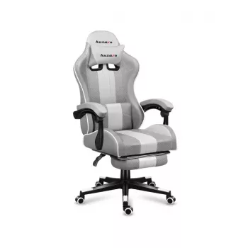 Silla gamer Huzaro FORCE 4.7 asiento envolvente gris – tejido, asiento y respaldo acolchados, reposapiés, peso máx. 140 kg, altura 113–123 cm