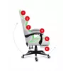 Silla gamer Huzaro FORCE 4.7 RGB blanca — asiento envolvente acolchado de tejido, carga máx. 140 kg, regulable en altura 43–53 cm, inclinación 90–140°