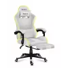 Silla gamer Huzaro FORCE 4.7 RGB blanca — asiento envolvente acolchado de tejido, carga máx. 140 kg, regulable en altura 43–53 cm, inclinación 90–140°