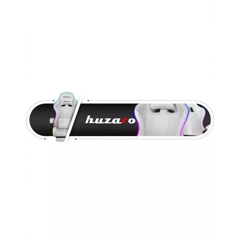 Silla gamer Huzaro FORCE 4.7 RGB blanca — asiento envolvente acolchado de tejido, carga máx. 140 kg, regulable en altura 43–53 cm, inclinación 90–140°