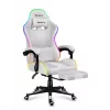 Silla gamer Huzaro FORCE 4.7 RGB blanca — asiento envolvente acolchado de tejido, carga máx. 140 kg, regulable en altura 43–53 cm, inclinación 90–140°