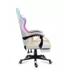 Silla gamer Huzaro FORCE 4.7 RGB blanca — asiento envolvente acolchado de tejido, carga máx. 140 kg, regulable en altura 43–53 cm, inclinación 90–140°