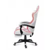 Silla gamer Huzaro FORCE 4.7 RGB blanca — asiento envolvente acolchado de tejido, carga máx. 140 kg, regulable en altura 43–53 cm, inclinación 90–140°